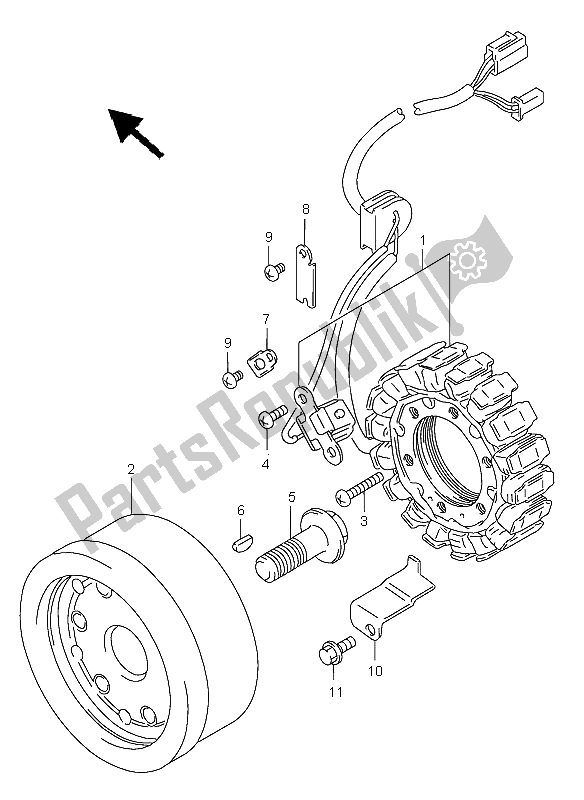 All parts for the Magneto of the Suzuki VS 800 Intruder 2003