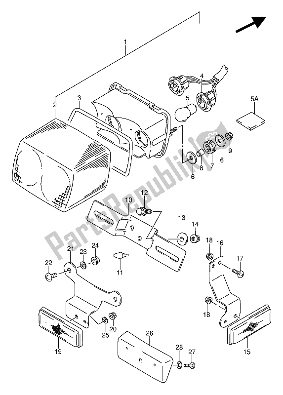 All parts for the Rear Combination Lamp of the Suzuki GS 500 EU 1991