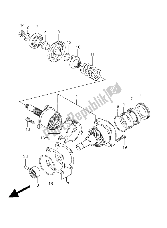 All parts for the Secondary Drive Gear of the Suzuki VZ 800Z Intruder 2009