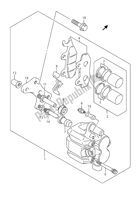 Alle onderdelen voor de Remklauw Vooraan van de Suzuki UH 125A Burgman 2014