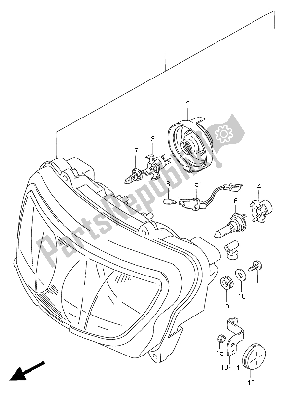 All parts for the Headlamp (e4-e18-e22-e25-e34-e39-p37) of the Suzuki GSX R 750 1996