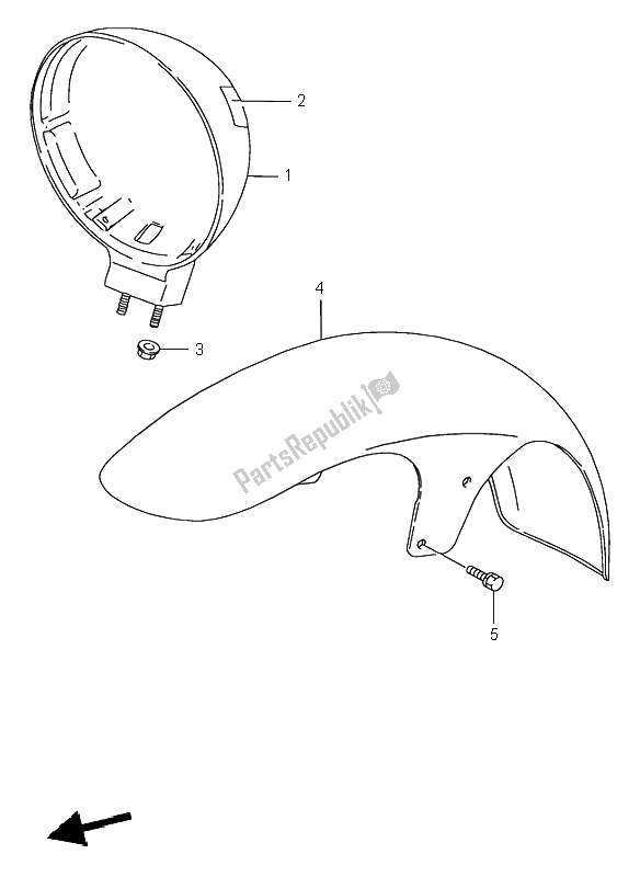 All parts for the Headlamp Housing of the Suzuki VS 600 Intruder 1996