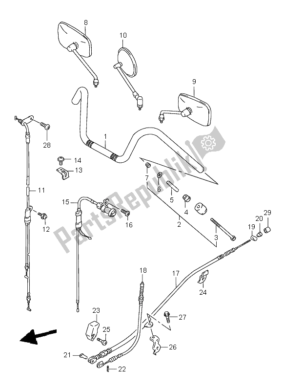 All parts for the Handlebar of the Suzuki VS 800 Intruder 2000