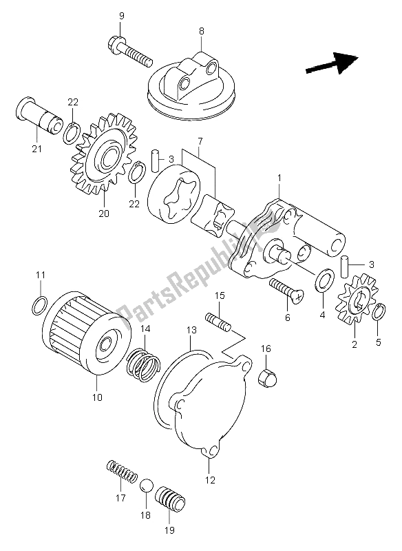 All parts for the Oil Pump of the Suzuki DR Z 400E 2003