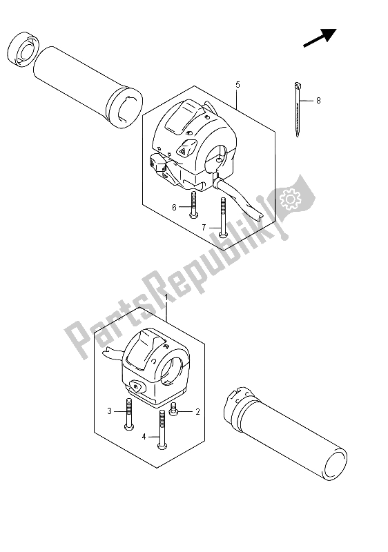 All parts for the Handle Switch of the Suzuki VZ 800 Intruder 2015