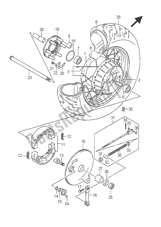 Toutes les pièces pour le Roue Arrière (vl800t E24) du Suzuki C 800 VL Intruder 2011