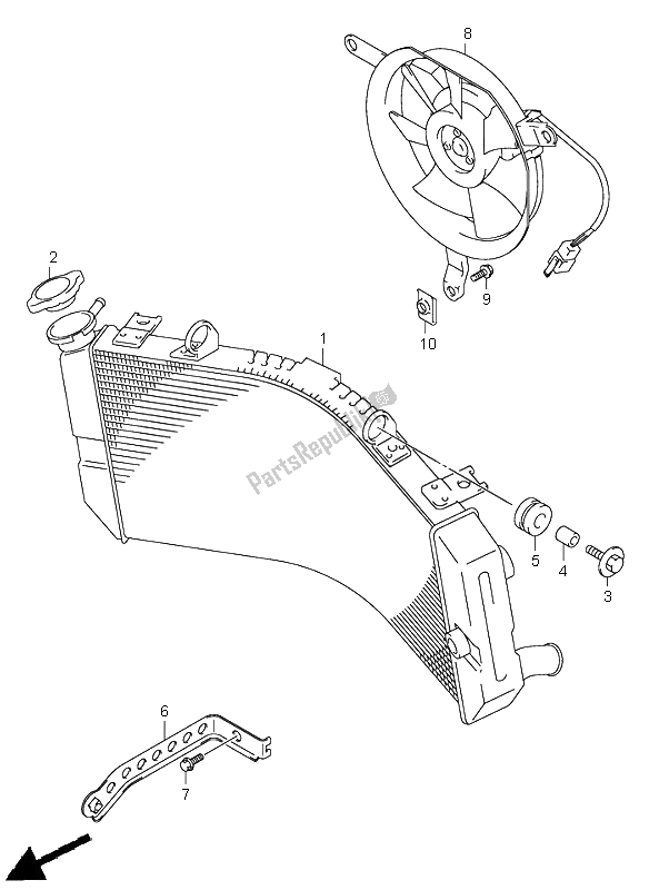 Alle onderdelen voor de Radiator van de Suzuki GSX R 750 2003