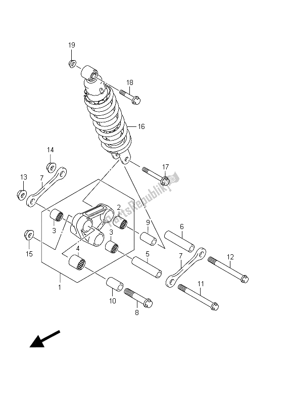 All parts for the Rear Cushion Lever of the Suzuki SFV 650A Gladius 2011