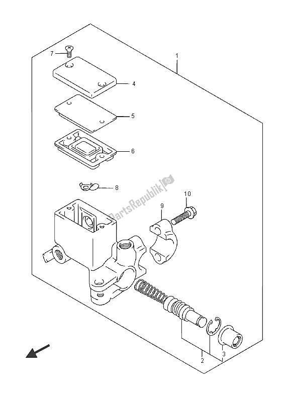 All parts for the Rear Master Cylinder of the Suzuki Burgman AN 400 ZZA 2016