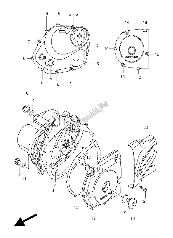 Tutte le parti per il Coperchio Del Carter del Suzuki DR Z 125 SW LW 2003