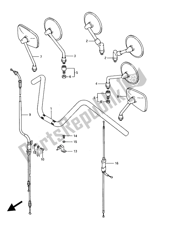 All parts for the Handlebar (vs1400glp) of the Suzuki VS 1400 Glpf Intruder 1990