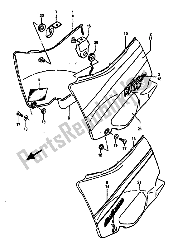 Toutes les pièces pour le Couverture De Cadre du Suzuki GSX R 1100 1986