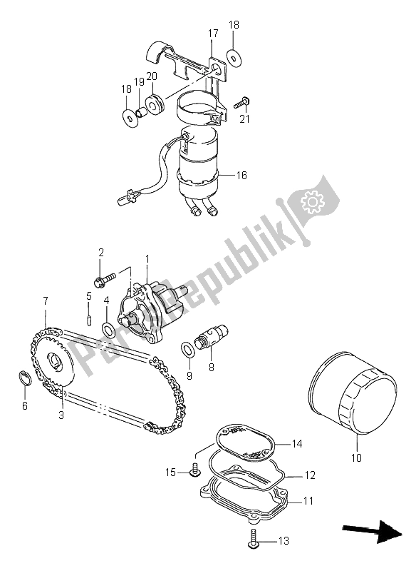 Tutte le parti per il Pompa Dell'olio E Pompa Del Carburante del Suzuki VS 600 Intruder 1995