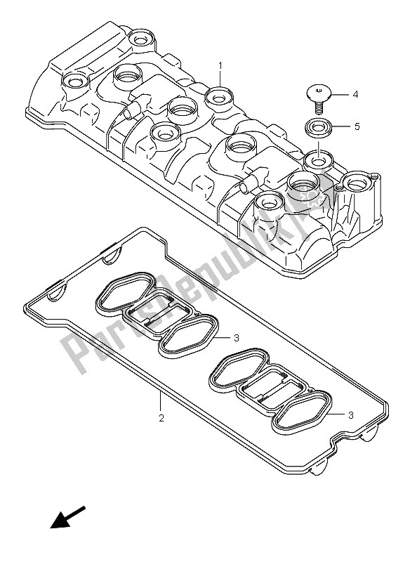 All parts for the Cylinder Head Cover of the Suzuki GSX R 600X 2005