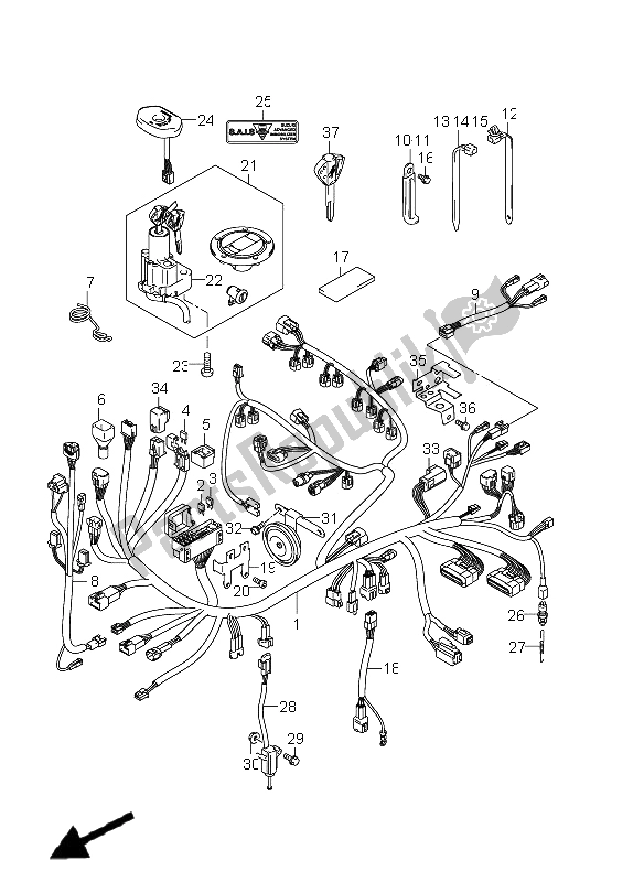 All parts for the Wiring Harness (gsx1300ruf E19) of the Suzuki GSX 1300R Hayabusa 2011