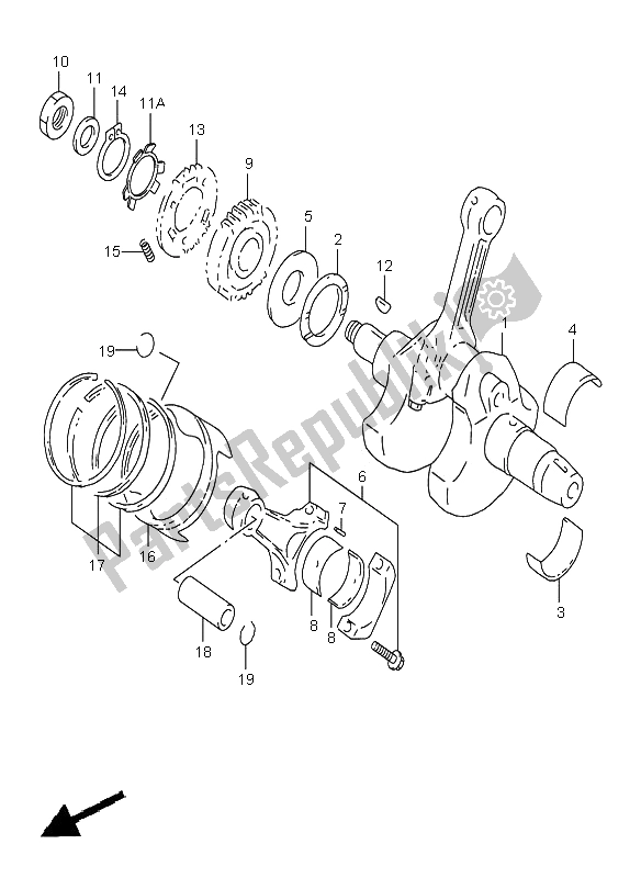 All parts for the Crankshaft of the Suzuki TL 1000S 2000