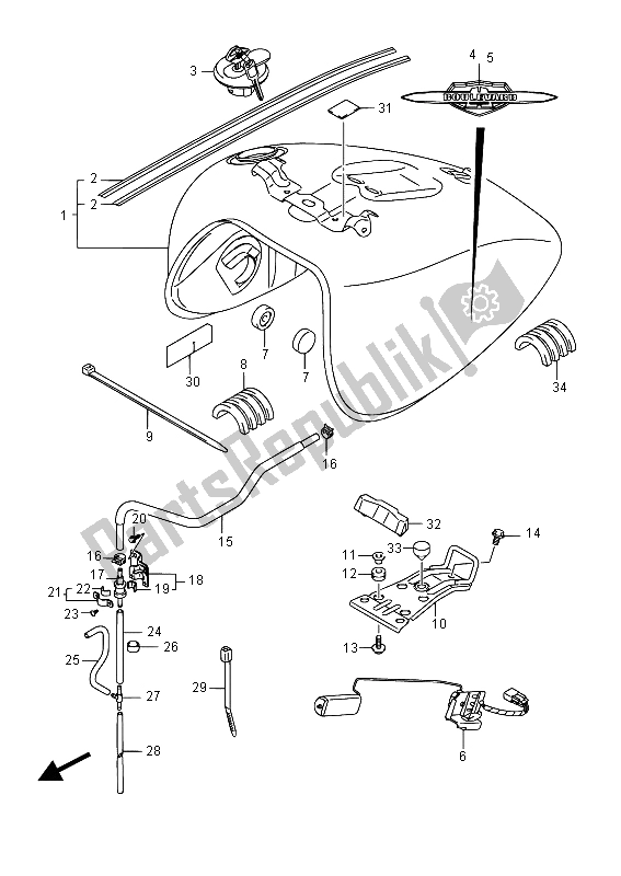 Tutte le parti per il Serbatoio Di Carburante del Suzuki VL 1500T Intruder 2015