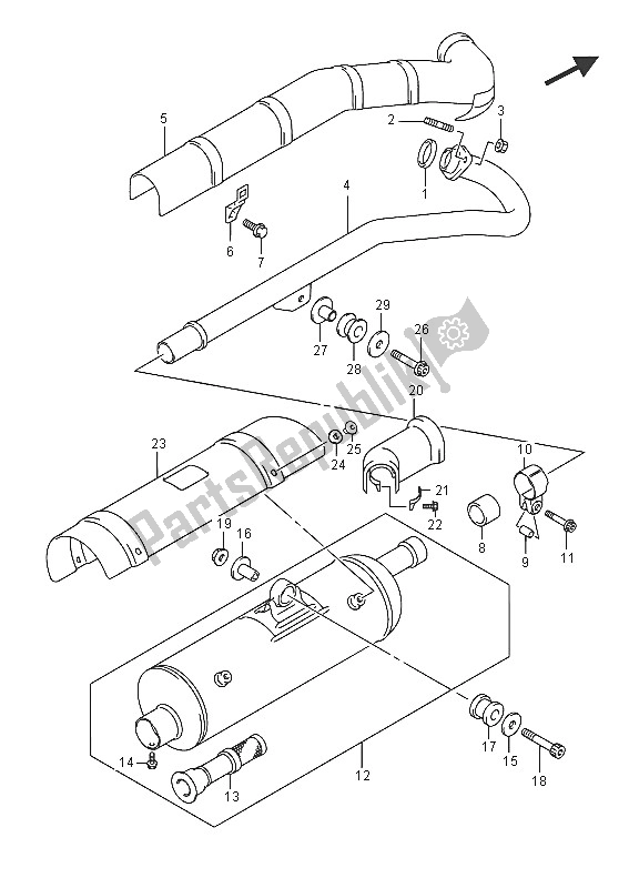 All parts for the Muffler of the Suzuki LT F 400F Kingquad FSI 4X4 2016