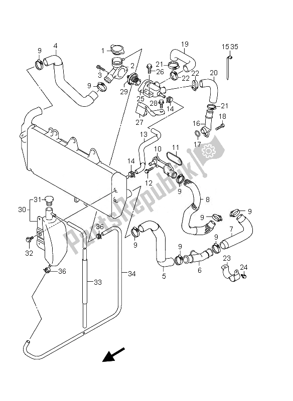 Todas las partes para Manguera Del Radiador de Suzuki GSX 1250 FA 2010