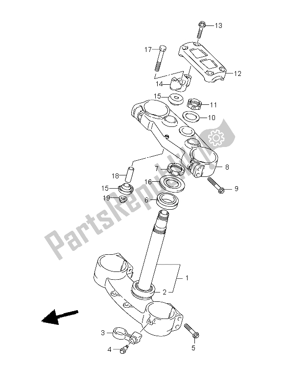 All parts for the Steering Stem of the Suzuki RM Z 250 2009