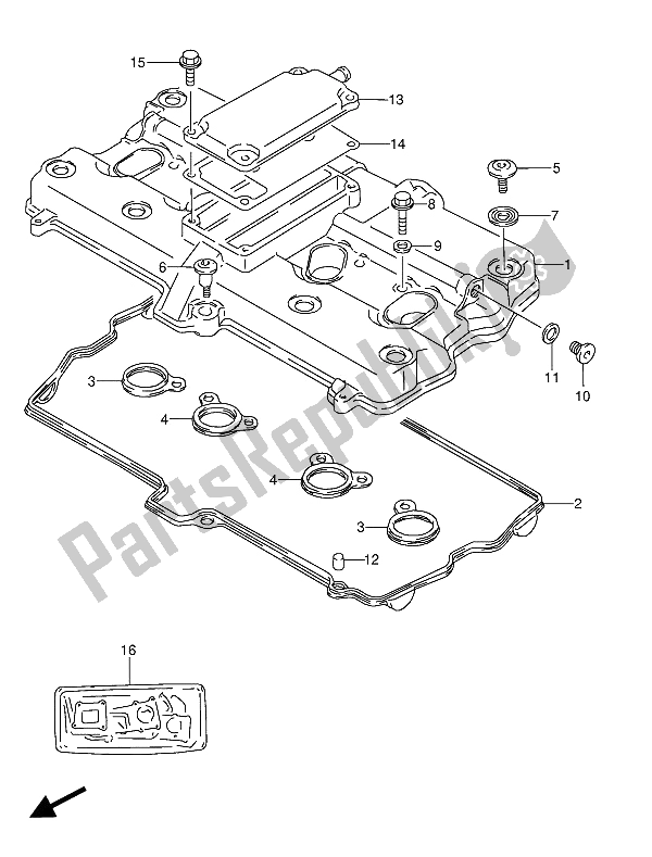 Todas las partes para Cubierta De Tapa De Cilindro de Suzuki GSX 600 FUU2 1989