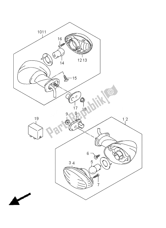 Toutes les pièces pour le Feu Clignotant (gsf 650-a-u-ua) du Suzuki GSF 650 Nsnasa Bandit 2010