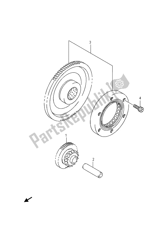 All parts for the Starter Clutch of the Suzuki SFV 650A Gladius 2014