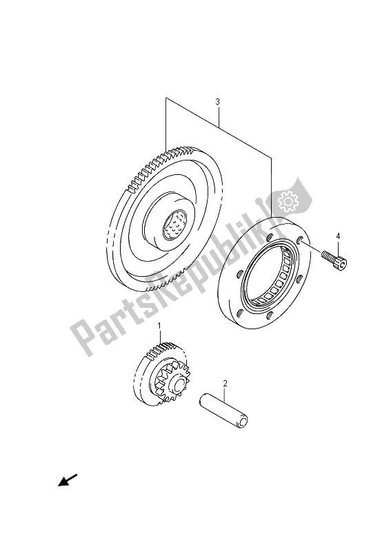Alle onderdelen voor de Starterkoppeling van de Suzuki SFV 650A Gladius 2014