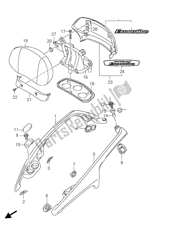 All parts for the Pillion Rider Handle (an650a) of the Suzuki AN 650A Burgman Executive 2006