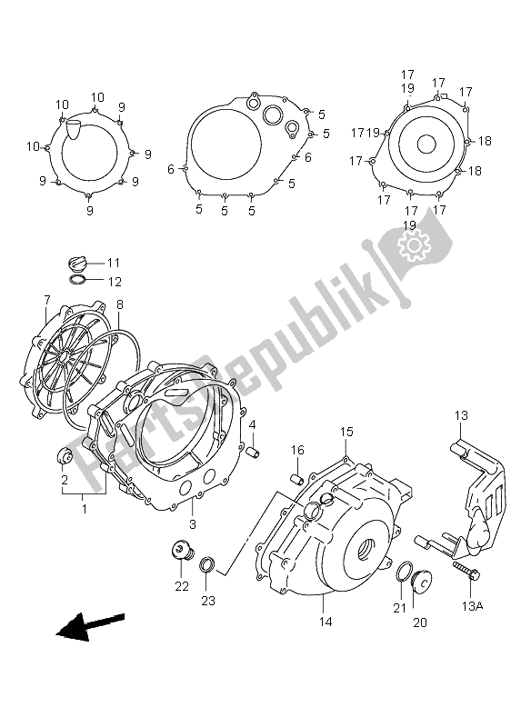 Toutes les pièces pour le Couvercle De Carter du Suzuki SV 650 NS 2002