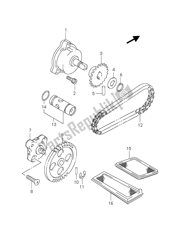 All parts for the Oil Pump of the Suzuki AN 650 AAZ Burgman Executive 2008