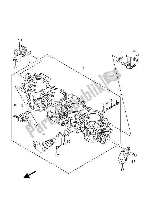 All parts for the Throttle Body (gsx-r1000uf) of the Suzuki GSX R 1000 2014