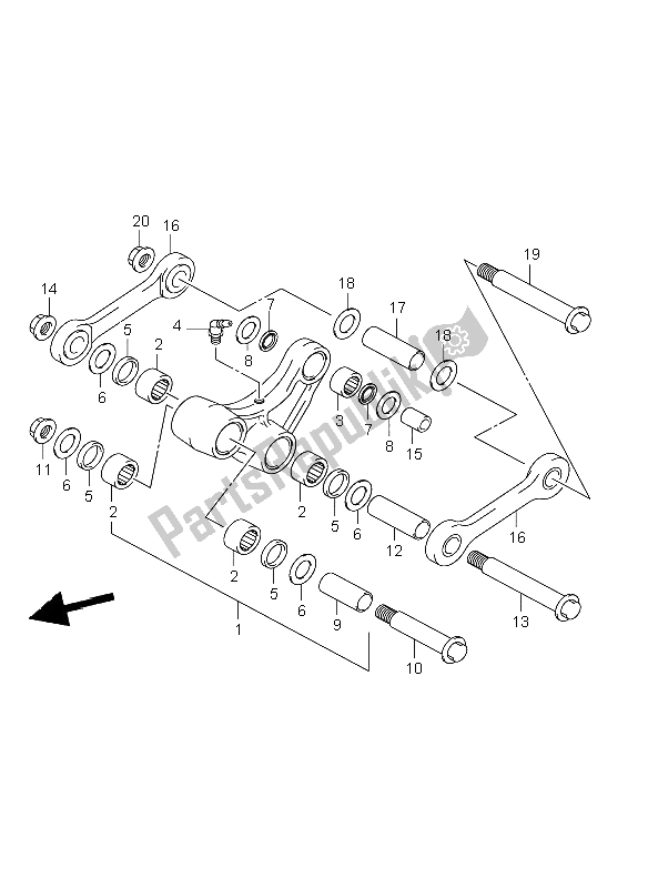 All parts for the Rear Cushion Lever of the Suzuki DR Z 400E 2003