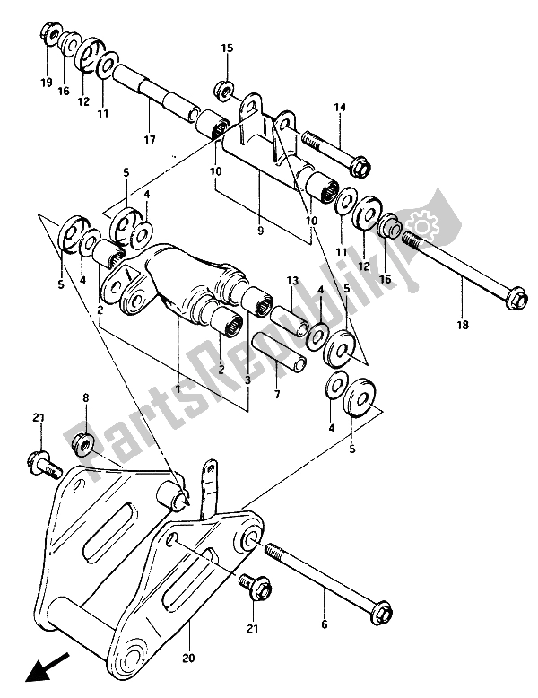 All parts for the Cushion Lever of the Suzuki GSX 1100 1150 Eesef 1985