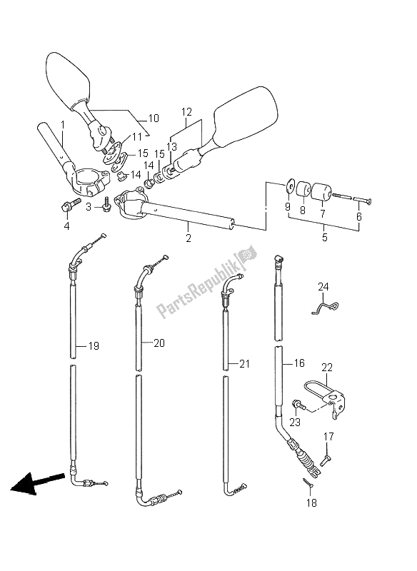 Tutte le parti per il Manubrio del Suzuki GSX R 750W 1995