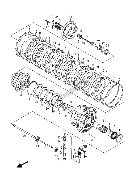 All parts for the Clutch of the Suzuki GSX R 1000A 2015