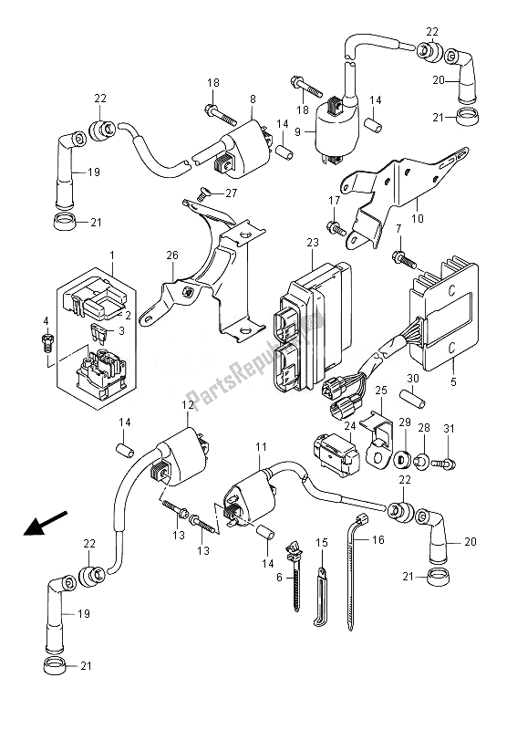 Todas as partes de Elétrica (vz800 E02) do Suzuki VZ 800 Intruder 2014