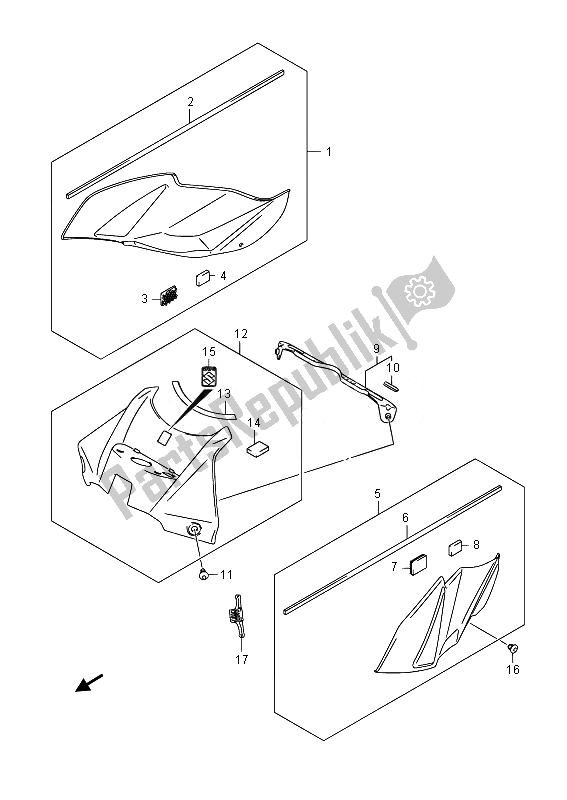 All parts for the Fuel Tank Side Cover of the Suzuki GSR 750A 2014