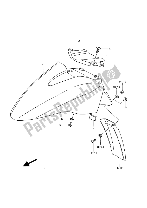 Tutte le parti per il Parafango Anteriore del Suzuki GSX 1100F 1990