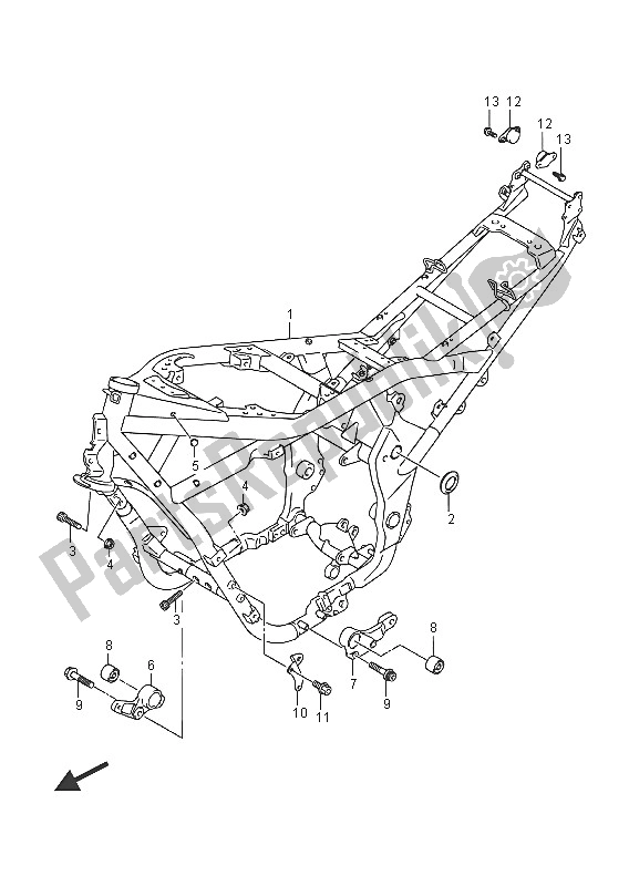 All parts for the Frame of the Suzuki GSX 1250 FA 2016