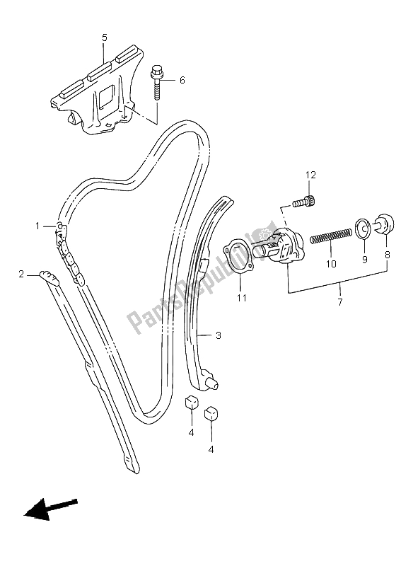 Alle onderdelen voor de Cam Ketting van de Suzuki GSX 600F 2003