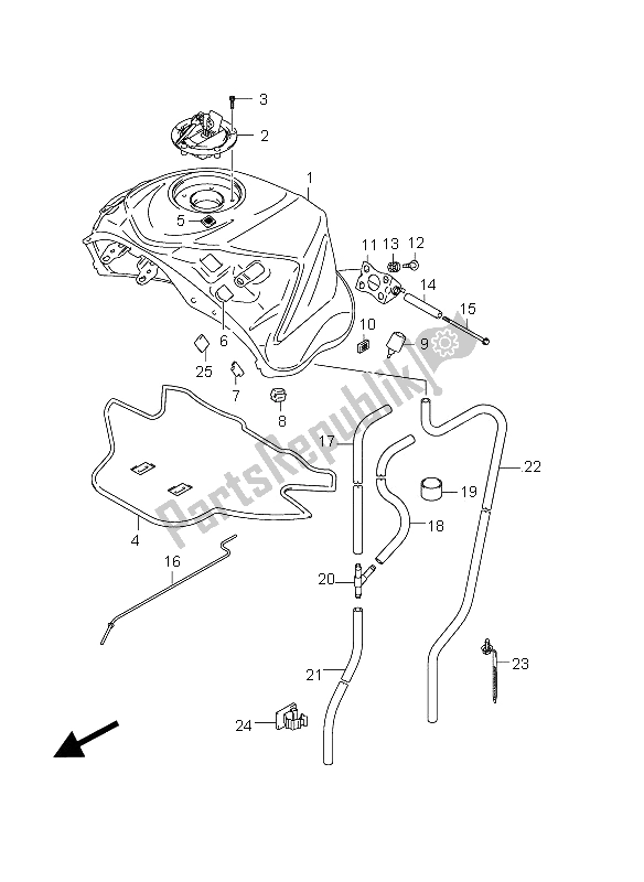 All parts for the Fuel Tank (gsx-r1000 E24) of the Suzuki GSX R 1000 2012