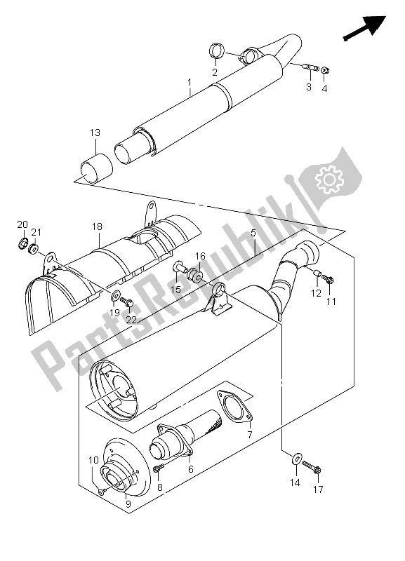 All parts for the Muffler of the Suzuki LT A 750 XZ Kingquad AXI 4X4 2010