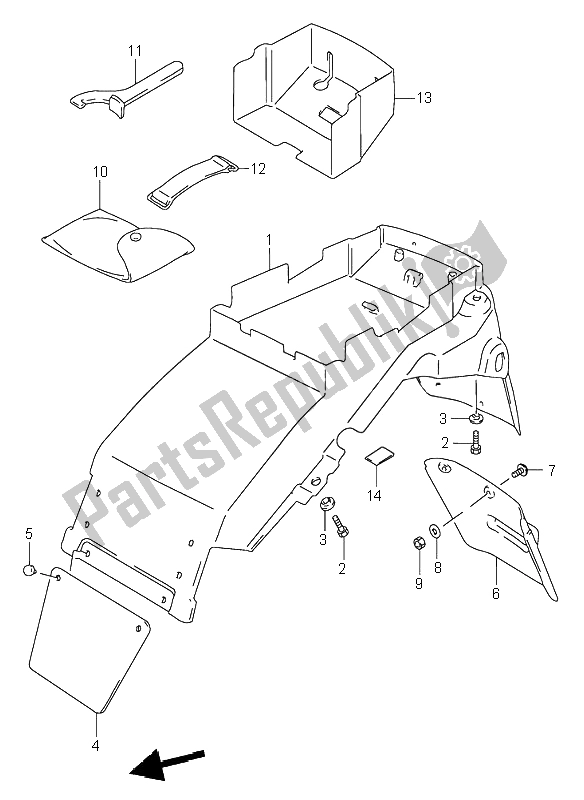 All parts for the Rear Fender of the Suzuki RF 600R 1997