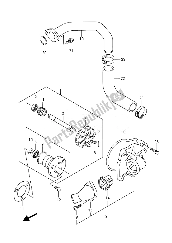 Alle onderdelen voor de Waterpomp van de Suzuki VL 800B Intruder 2014