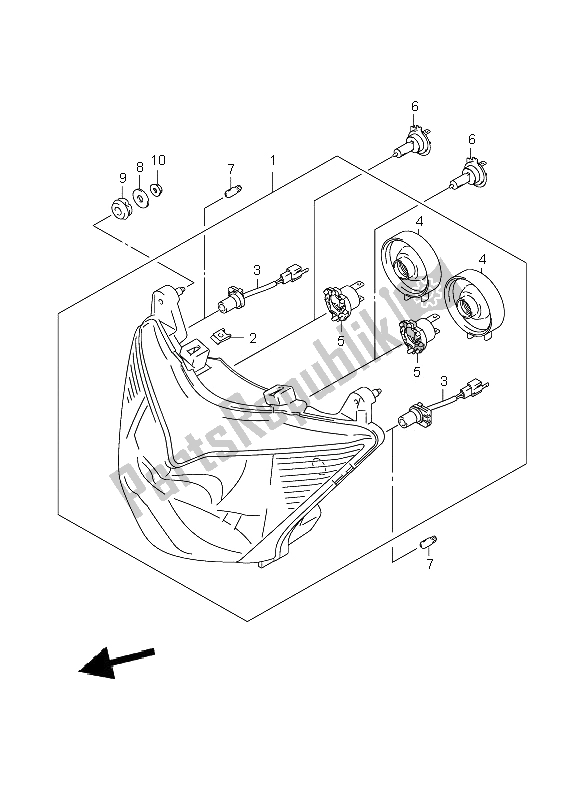 Toutes les pièces pour le Lampe Frontale (gsf650s-su-sa-sua) du Suzuki GSF 650 Nsnasa Bandit 2008