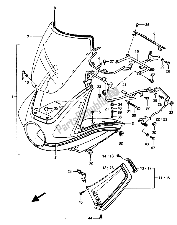 Tutte le parti per il Cowling (gsx1100es) del Suzuki GSX 1100 Esef 1150 EF 1986