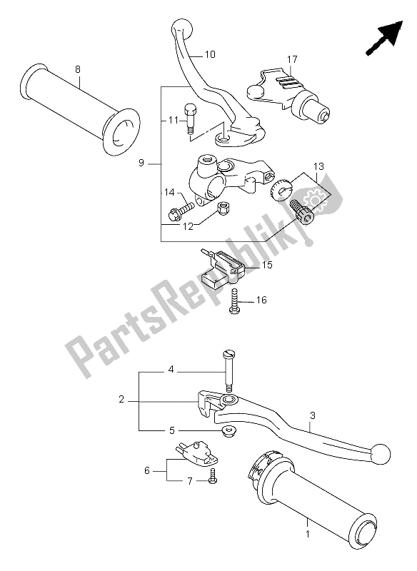 Tutte le parti per il Leva Della Maniglia del Suzuki GZ 125 Marauder 2002