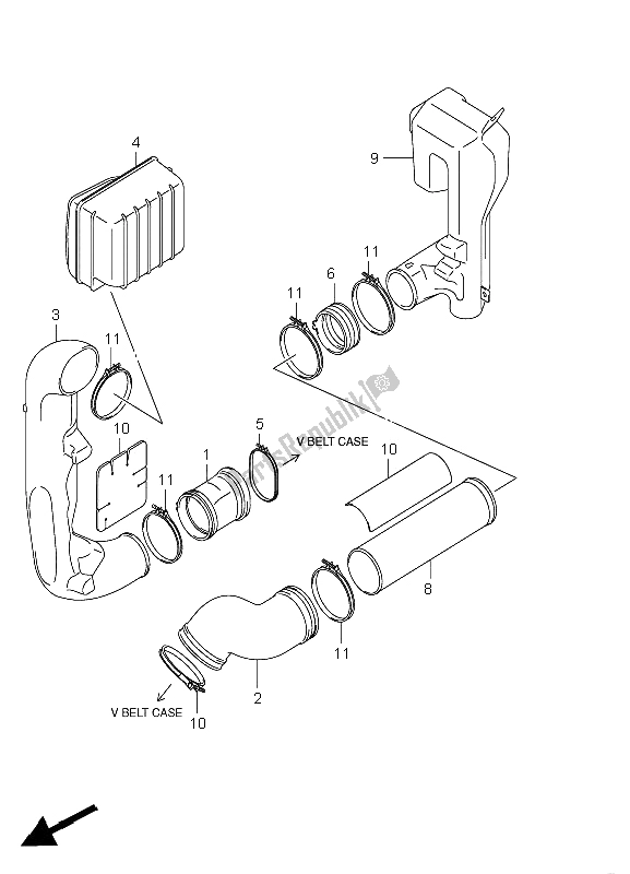 All parts for the Cooling Duct of the Suzuki LT A 750X Kingquad AXI 4X4 Limited 2008