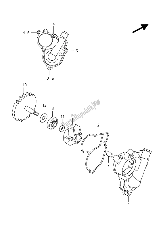 All parts for the Water Pump of the Suzuki RM Z 450 2015